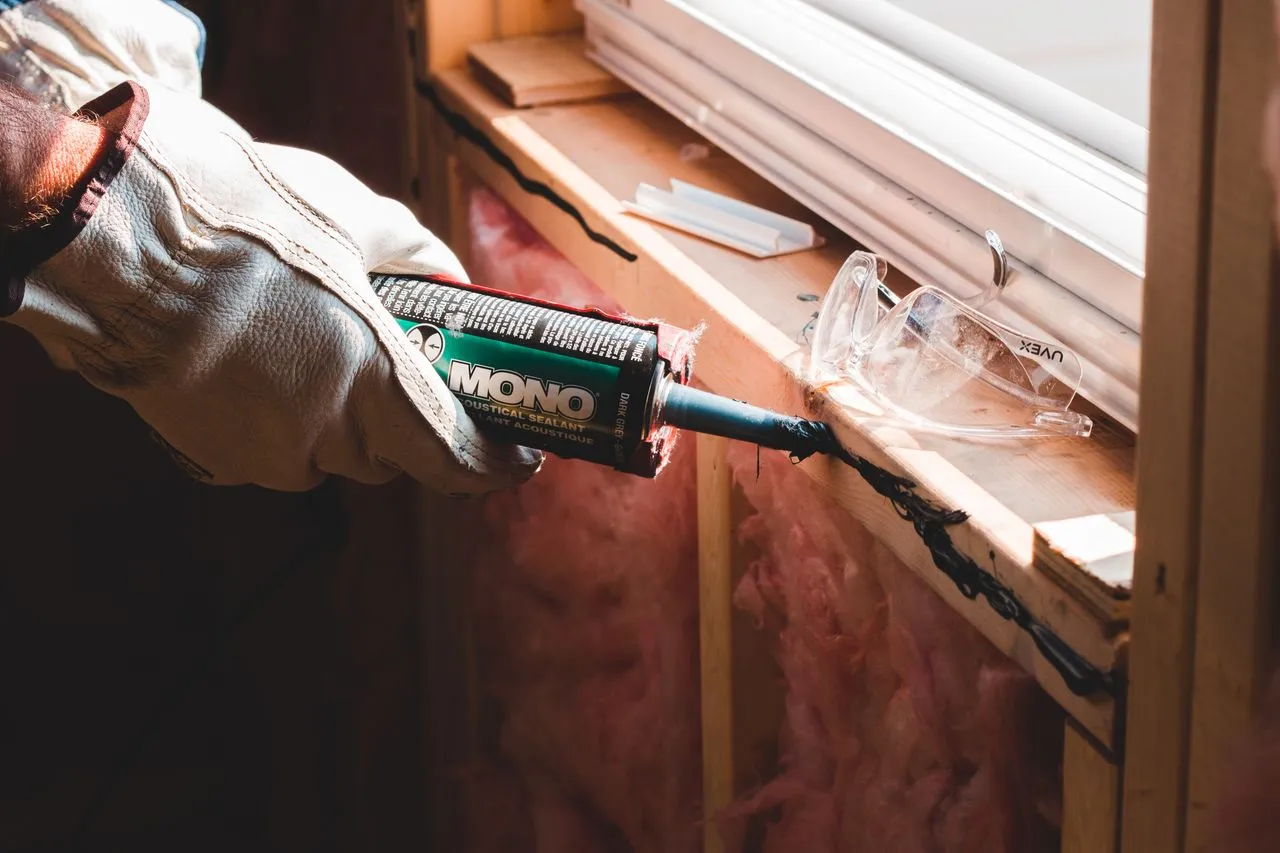 Professional acoustic sealant applied around wall penetrations