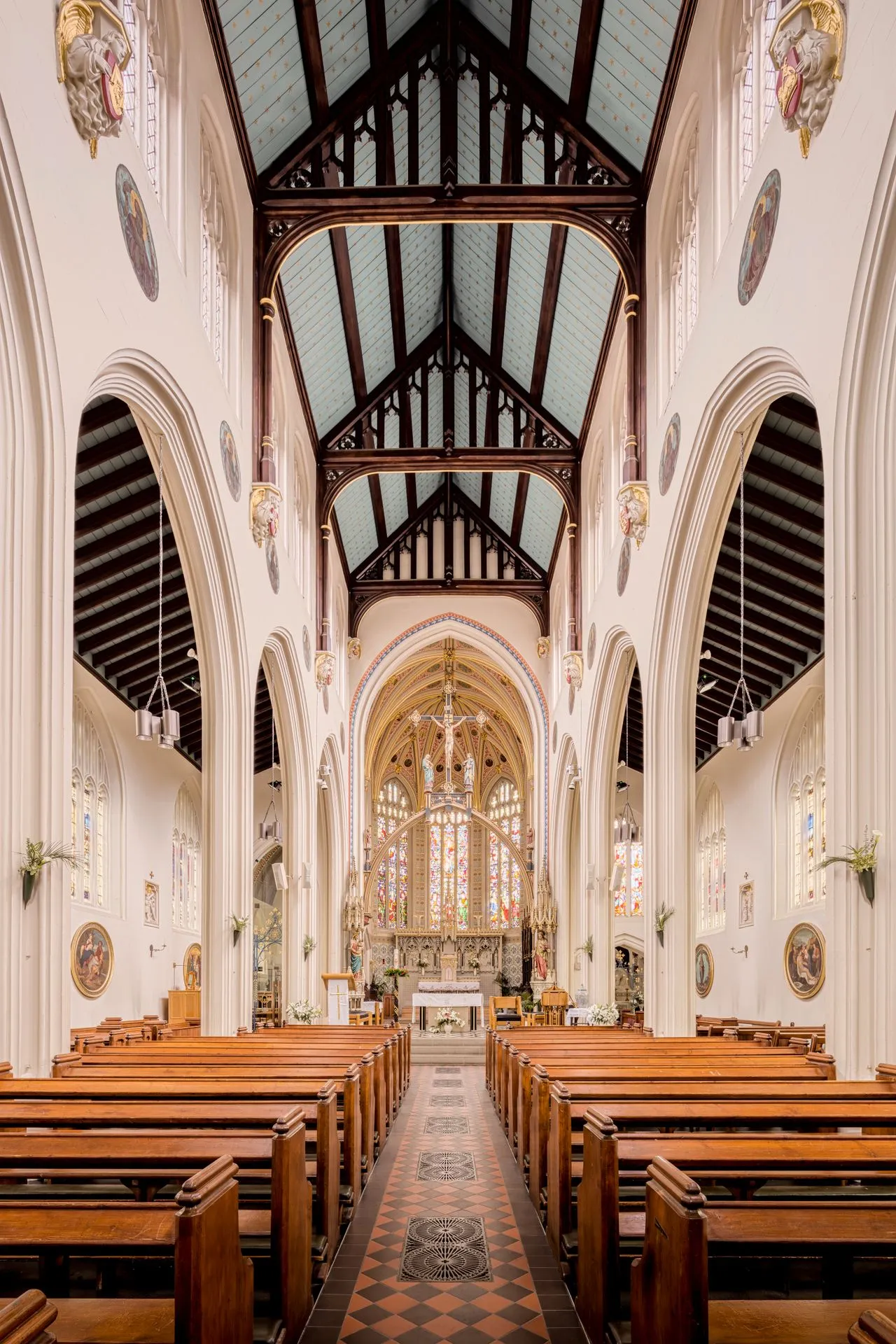 Church ceiling acoustic panels reducing echo
